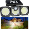 Solar Flood Light Outdoor 218 LED 2000LM;  6500K - 270Â°Adjustable 3 Heads Solar Light;  Motion Sensor 26ft;  Waterproof IP65 Solar Powered