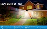 Solar Flood Light Outdoor 218 LED 2000LM;  6500K - 270Â°Adjustable 3 Heads Solar Light;  Motion Sensor 26ft;  Waterproof IP65 Solar Powered