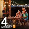 48FT Solar Outdoor String Lights With 15 Bulbs S14 Waterproof LED Patio Lights With 4 Lighting Modes For Garden;  Party